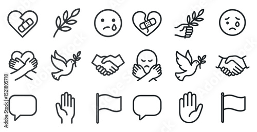 Peace and healing icons for communication and reconciliation designs