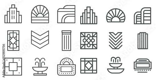 Art deco icons for creative design projects and modern architecture inspiration