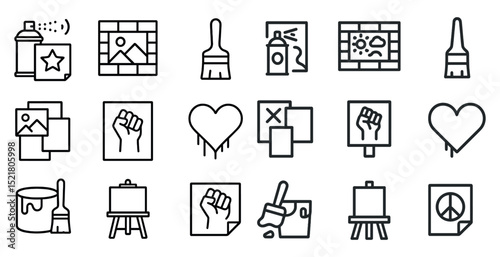 Artistic tools and icons for creative expression in graphic design