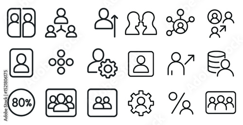 Business and teamwork icons for professional presentations and design projects