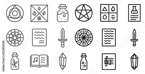 Mystical alchemy and magic symbols collection for design use