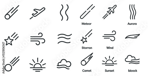 Celestial and atmospheric icons collection for design projects