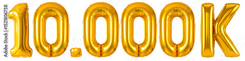 Balões metálicos de ouro cheios e brilhantes de 10.000k de seguidores para comemorações e festas