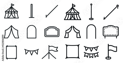 Circus tent and carnival icons collection for event design