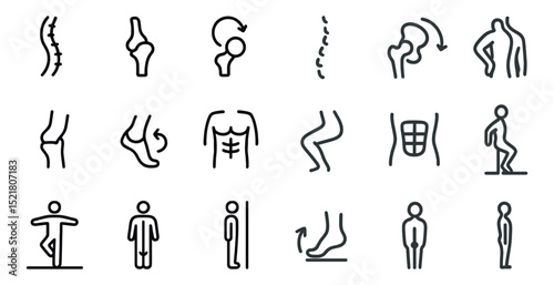 Human body movement and exercise icons for health and fitness design