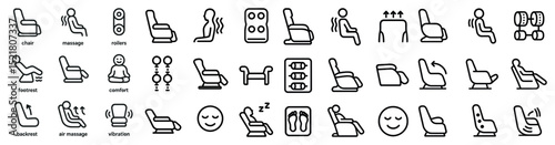 Comfort and relaxation icons for massage chair design projects