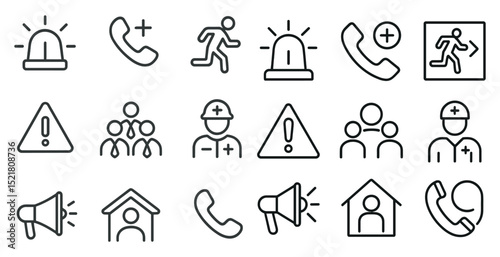 Emergency and safety icon set for alert systems and security design