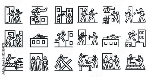 Tactical training and teamwork in urban combat illustrations