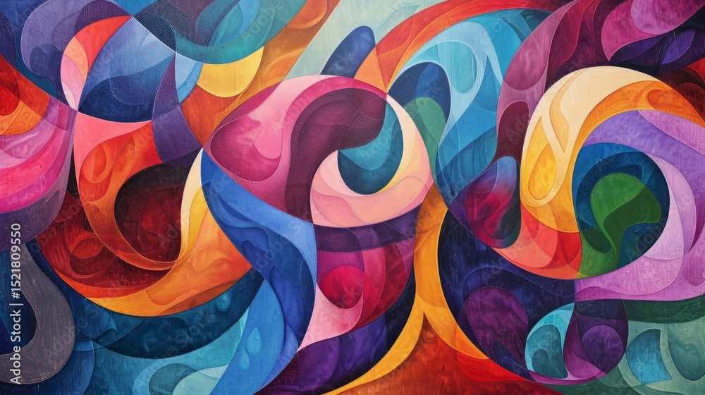 Fototapeta premium This image presents an abstract, swirling design with a vibrant, multicolored palette.