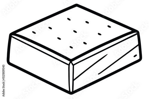 Simple Line Art Illustration of a Square Cracker with Tiny Holes on Top