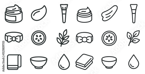 Spa and beauty icons for skincare and wellness design projects