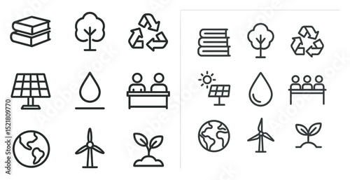 Sustainable environment icons for eco-friendly design and conservation projects