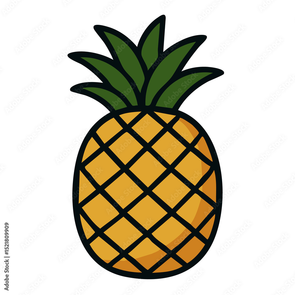 Obraz premium Flat vector illustration of a pineapple.