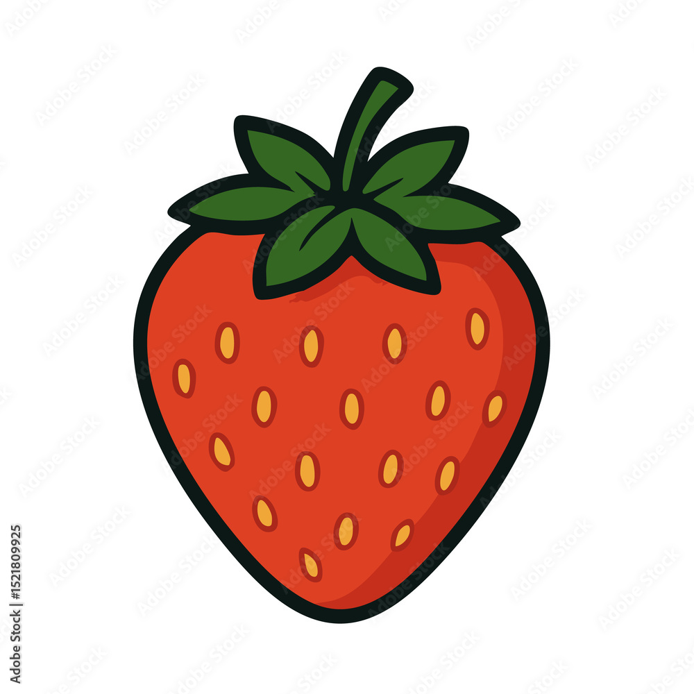 Obraz premium Flat vector illustration of a strawberry.