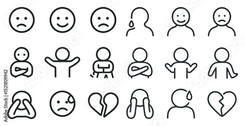 Variety of emojis expressing emotions for creative design projects