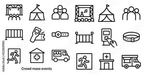 Icon set for event management and crowd control design projects