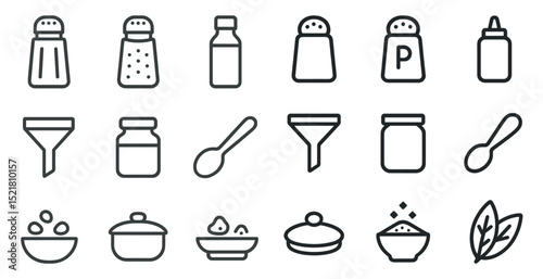 Kitchen essentials icon set for recipes and cooking designs