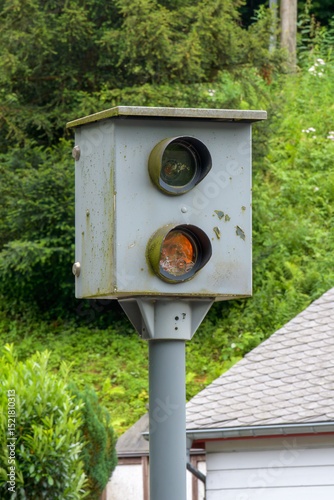 Old traffic light model in the European countryside