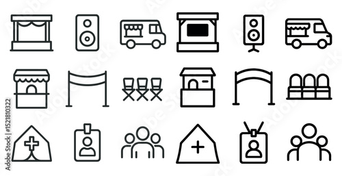 Outdoor event icons for festival planning and coordination designs