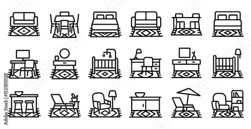 Minimalist home furniture icons for interior design and decor projects