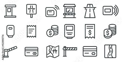 Transportation and payment icons for road trip design projects