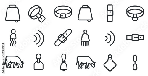 Farm animal bell icons for agricultural design and pet accessories