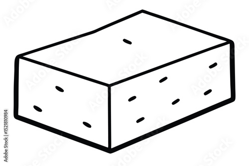 Doodle Style Brick with Mortar Marks, HandDrawn Rectangular Block Illustration