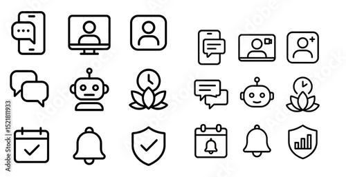 Minimalist communication and business icons for digital design and development