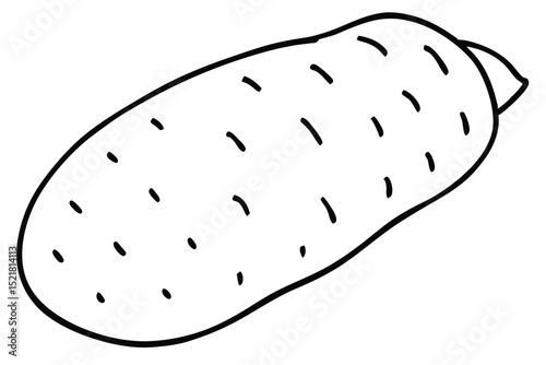 Outlined Potato Illustration with Bud and Small Marks Showing Texture Details, Graphic Style