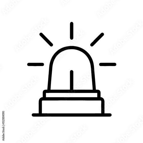 Minimal line art icon of emergency siren light with alert rays symbolizing warning, danger, and emergency response