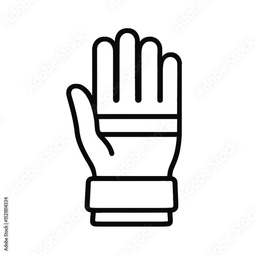 Minimal line art icon of protective glove raised upright symbolizing safety equipment and hand protection