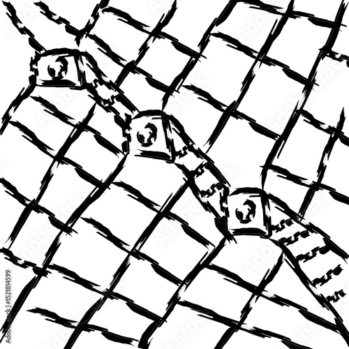 A broken chain link on a brick wall, symbolizing disconnection, repair, or security issues for web and social media use.
