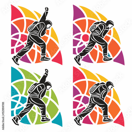 set of silhouettes of zebra