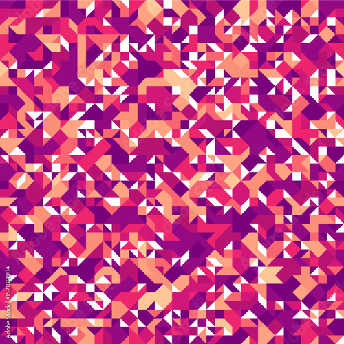 Abstract Geometric Pixelated Pattern in Purple and Orange