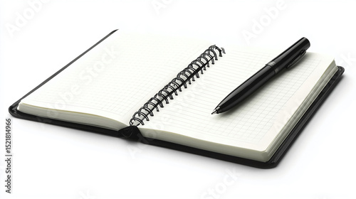 Notebook and pen for writing notes, planning, journaling, and creative ideas on a blank page space