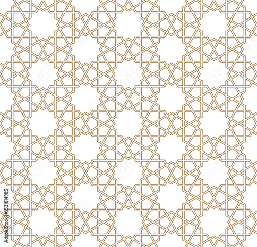 Intricate Geometric Arabic Star Pattern in Gold Outline
