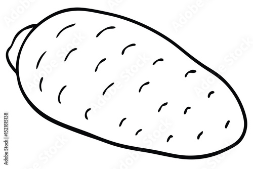 HandDrawn Black and White Illustration of a Spud with Eyes Outlined