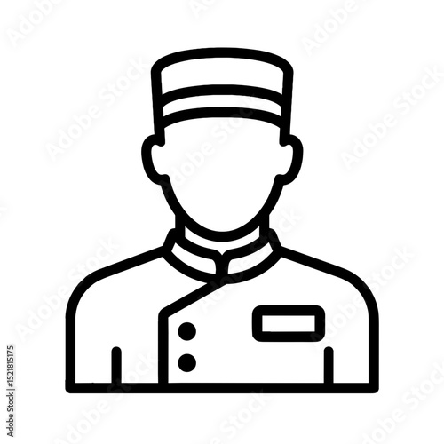 Line icon of hotel bellhop in uniform – hospitality service staff symbol