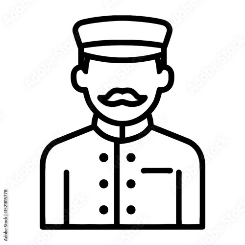 Hotel doorman in uniform with mustache – traditional concierge icon