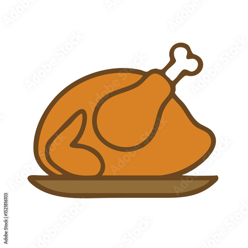 Flat vector illustration of a roasted chicken.