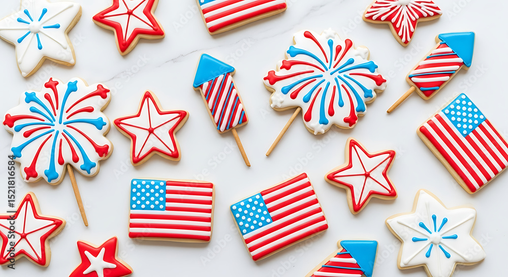 Obraz premium Patriotic Fourth of July Sugar Cookies Festive Treats for Independence Day