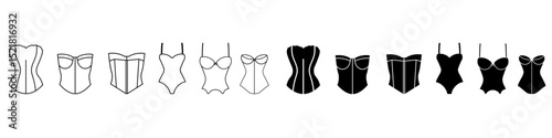 Corset icon vector set. pair of stays illustration sign collection. foundation garment symbol or logo.