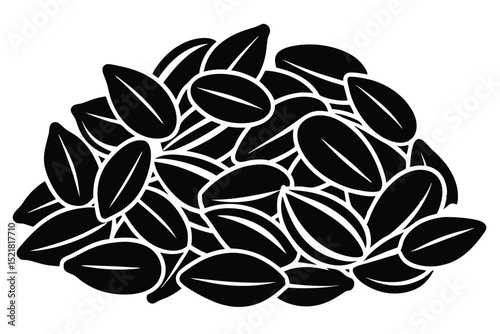 Pile of Monochrome Sunflower Seeds with Visible Husks in Artistic Vector Illustration