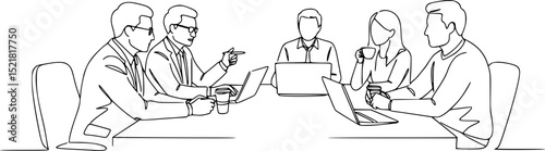 Job interview - vector modern simple one line design composition with recruiter and candidate. Continuous Line Drawing of Two women are talking at the table