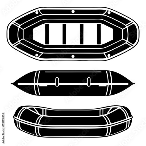 Rubber Lifeboat Silhouettes Collection – Vector Graphics for Web and UI

