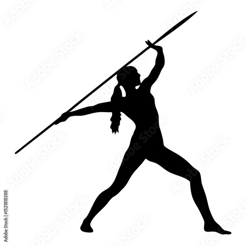 Woman Javelin Thrower in Action, Athletics Competition Graphic Icon
