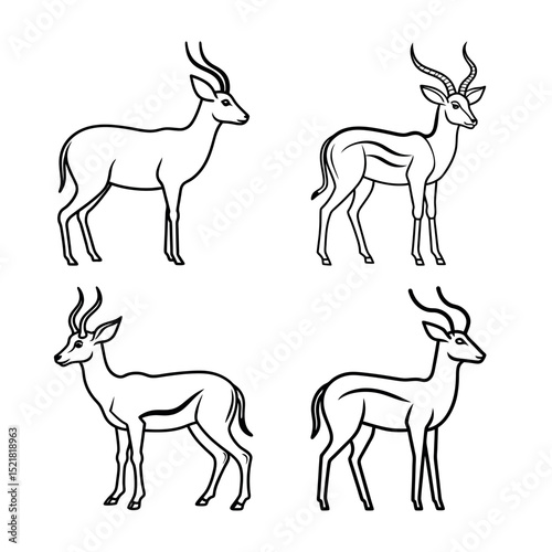 Impala Antelope Outline Line Art Vector Design