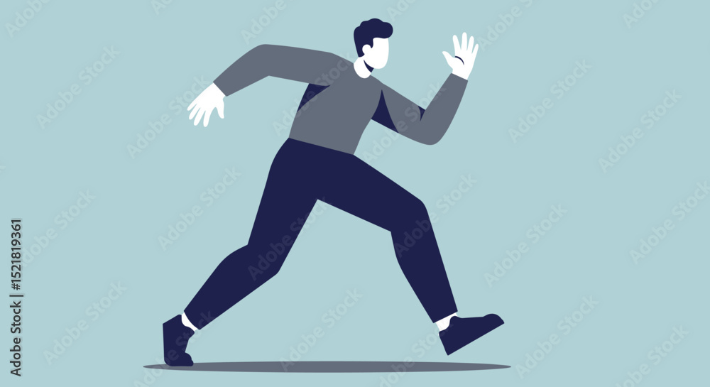 Man running energetically in a minimalistic, flat design style Man running energetically in a minimalistic, flat design style
