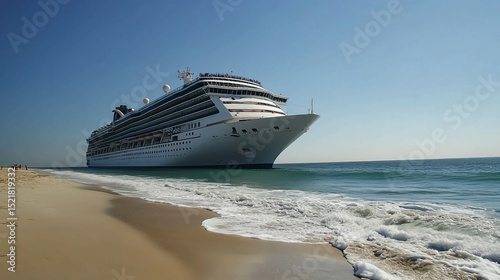Cruise ship vacation travel destination ocean sea beach sand sky blue water sunny day cruise tourism trip holiday