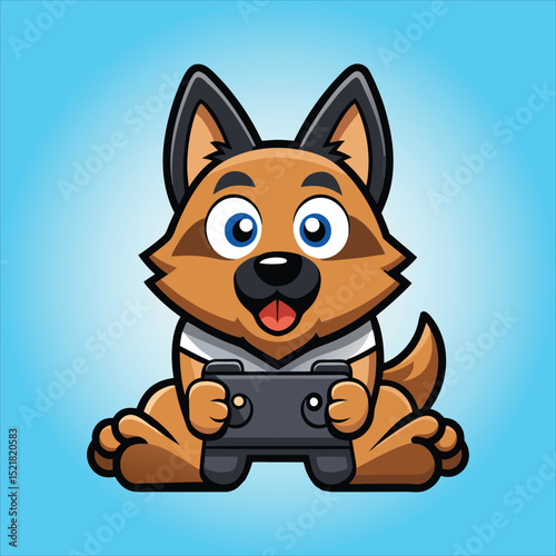 Cute Belgian Shepherd Gaming Cartoon